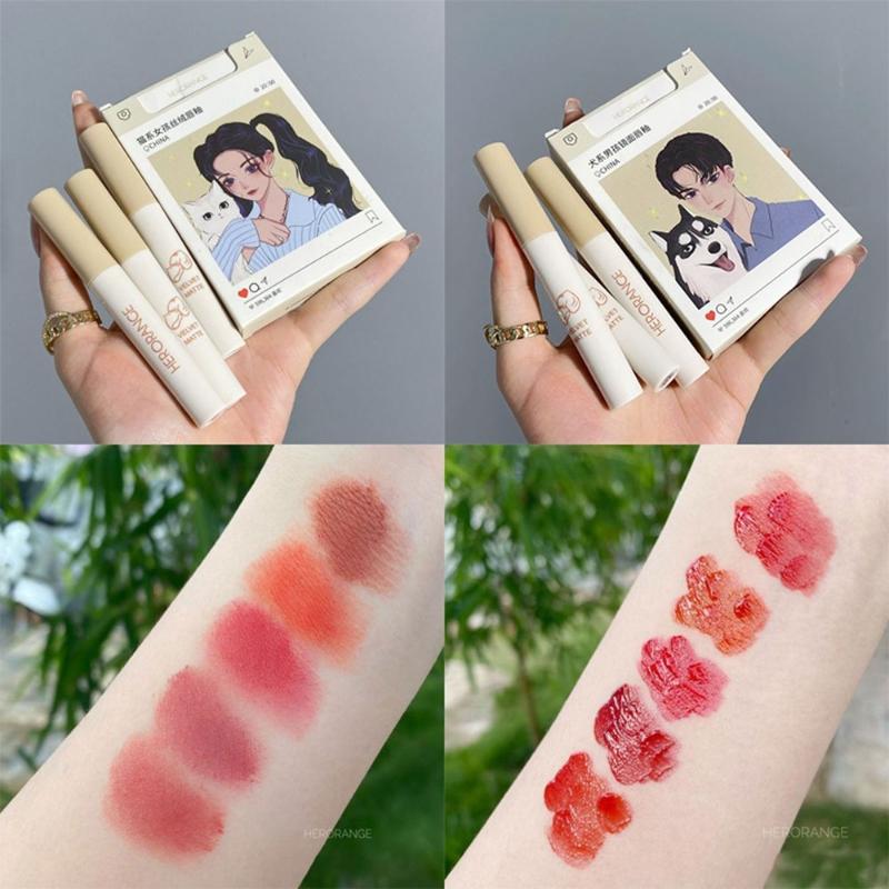 

Lip Gloss Fashion Cosmetics Waterproof Lipstick Set Matte Long-lasting SetLip, 02
