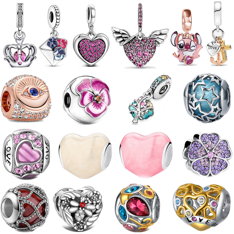 

New s925 Sterling Silver Bead Charm Luxury Crown Clover Beaded DIY Pendant Original Fit Pandora Fashion Bracelet Classic Jewelry Women Gift