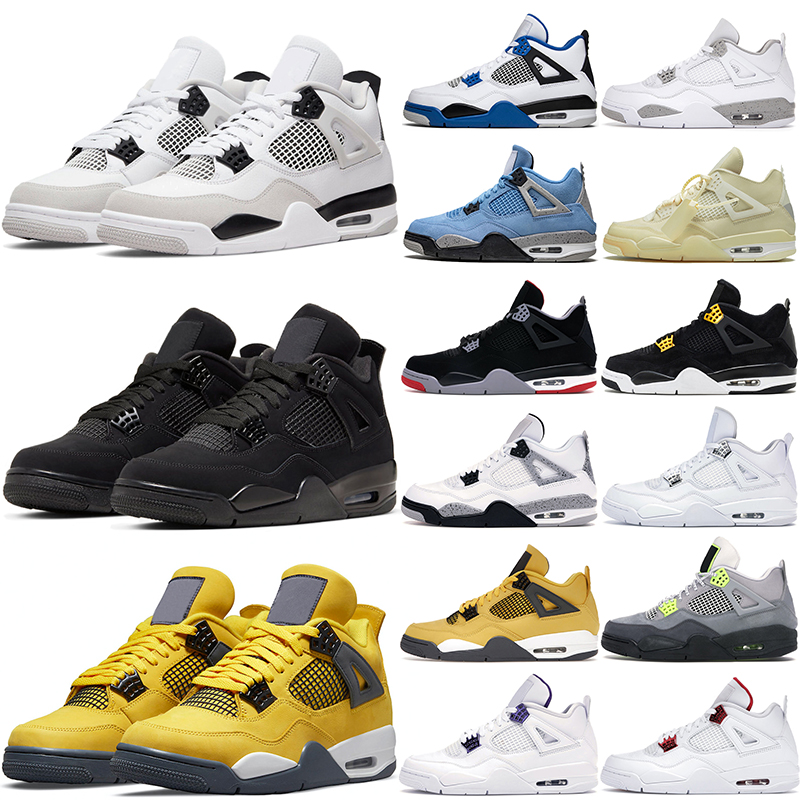 

Military Black Cat 4s basketballs shoes mens womens Red Thunder 4 Cactus Jack Sail University Blue Tour Yellow White Oreo Fire Red men casual trainers sneakers, 4s toro bravo