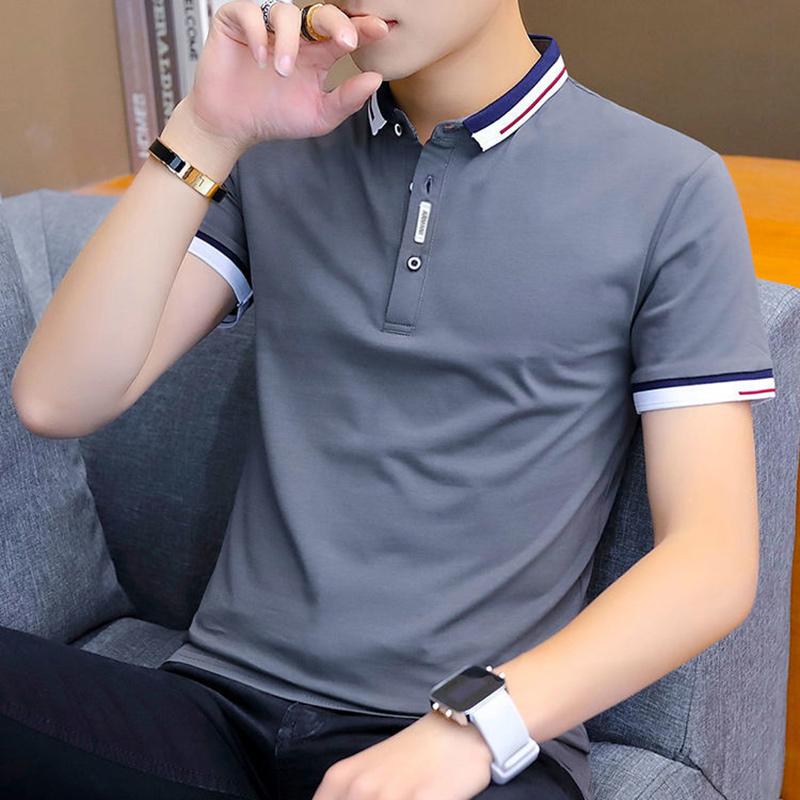 

Men's Polos Men's Short-sleeved T-shirt Shirt Summer Cotton Stand-up Collar Handsome Slim FitMen's Men'sMen's, Dh-01-1