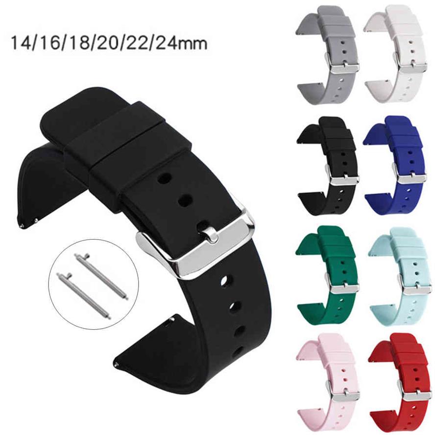 

14mm 16mm 18mm 20mm 22mm 24mm Silicone Band Strap Quick Release Watchband Bracelet for Samsung Active 2 Huami Huawei Smart Watch304o