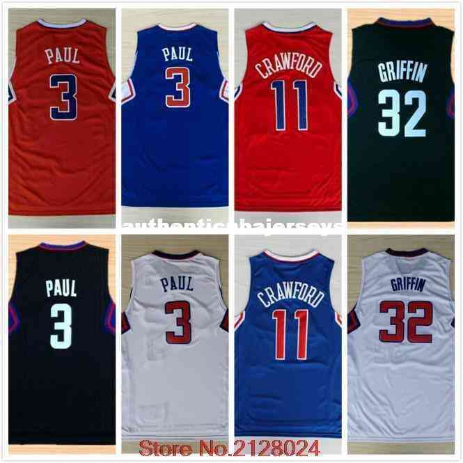

#3 Paul Jersey Stitched Basketball #32 Blake Griffin Jerseys #11 Jamal Crawford Jersey Top Quality Size S-xxl College, Brown
