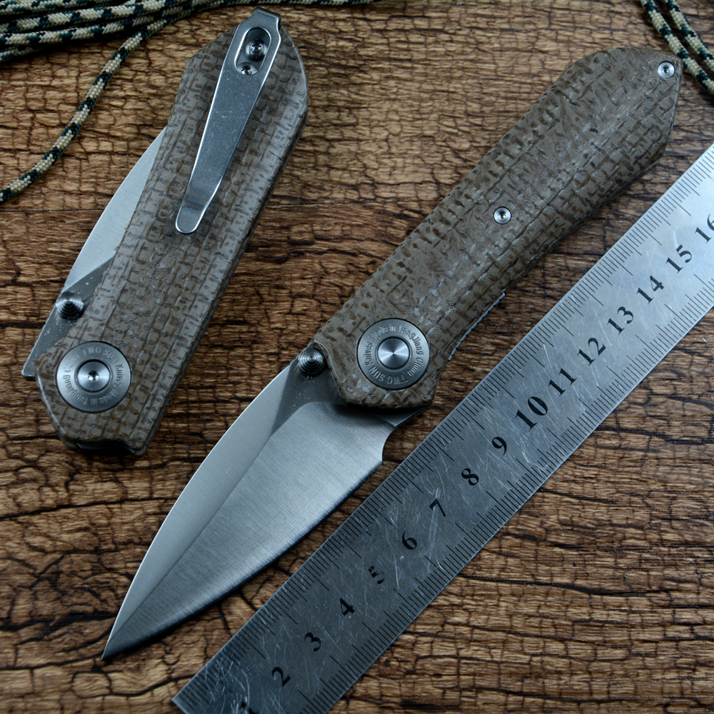 

TWOSUN Gift Folding Knife TS334 14C28N Blade Ceramic Ball Bearing Washer Linen Handle Outdoor Camping Hunting Pocket Knife