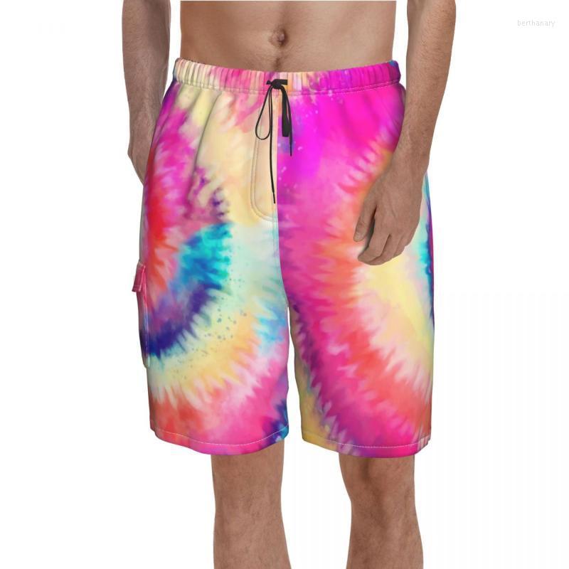 

Men' Shorts Tie Dye Board Rainbow Swirl Pink Yellow Short Pants Elastic Waist Cute Design Swimming Trunks Plus SizeMen' Men'sMen' Bert22, 18