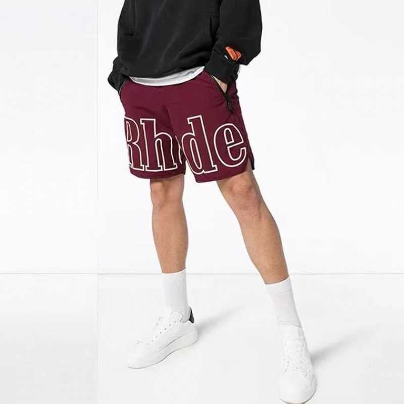 

Rhude Summer American Shorts Men's Thin Fitness Street High Loose Fast Drying Sports Training Basketball Pants Trend, Black