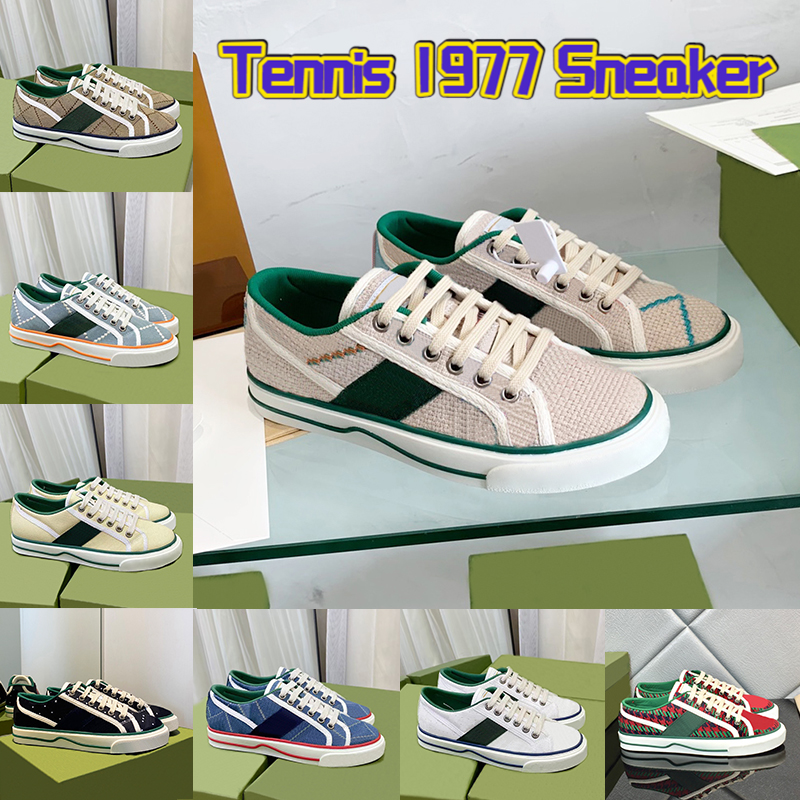 

Top quality Tennis 1977 Sneaker mens casual Shoes linen fabric Beige ebony Canvas Black butter cotton Blue Ivory Red Denim Houndstooth Motif luxury women Sneakers, Shoe box