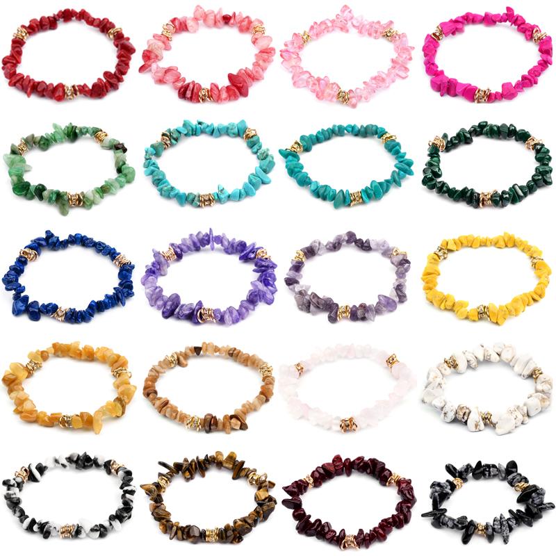 

Beaded, Strands Fashion Jewelry Accessories 30 Colors Natural Stone Bracelet Irregular Crystals Gravel Handmade Beaded Bracelsts For Women 2