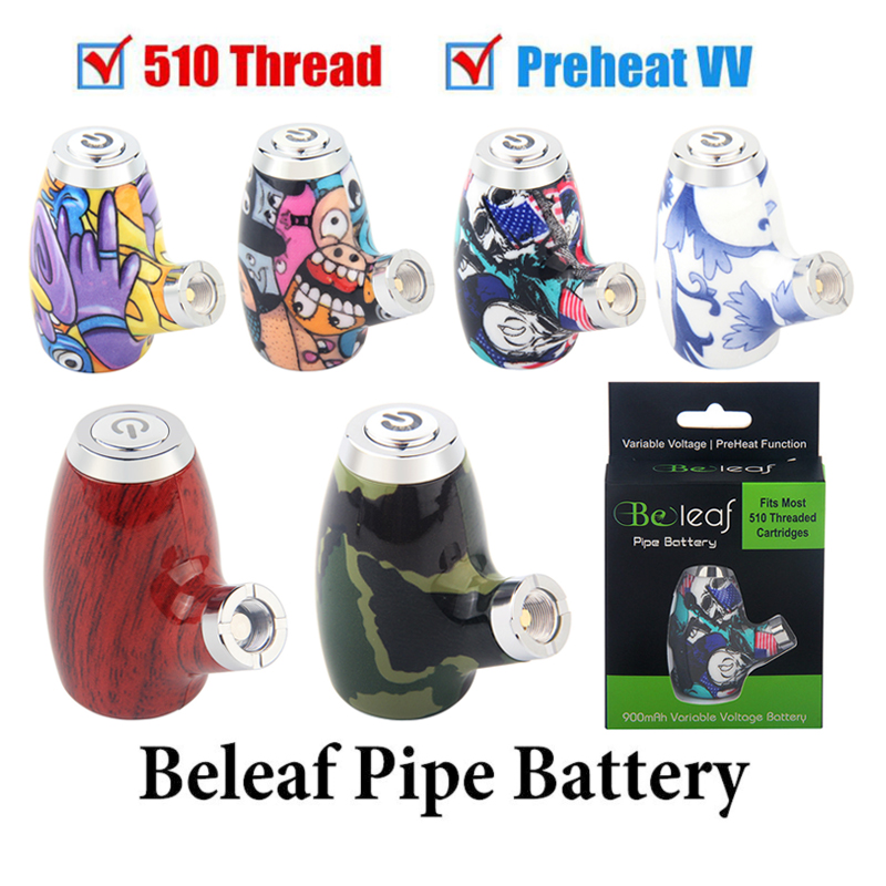 

BeLeaf Pipe Vape Variable Voltage Wax Cartridge Battery Old Mans Pipe 900mAh 510 Thread Vaporizer Dab Pens Ecigarette Cigarette