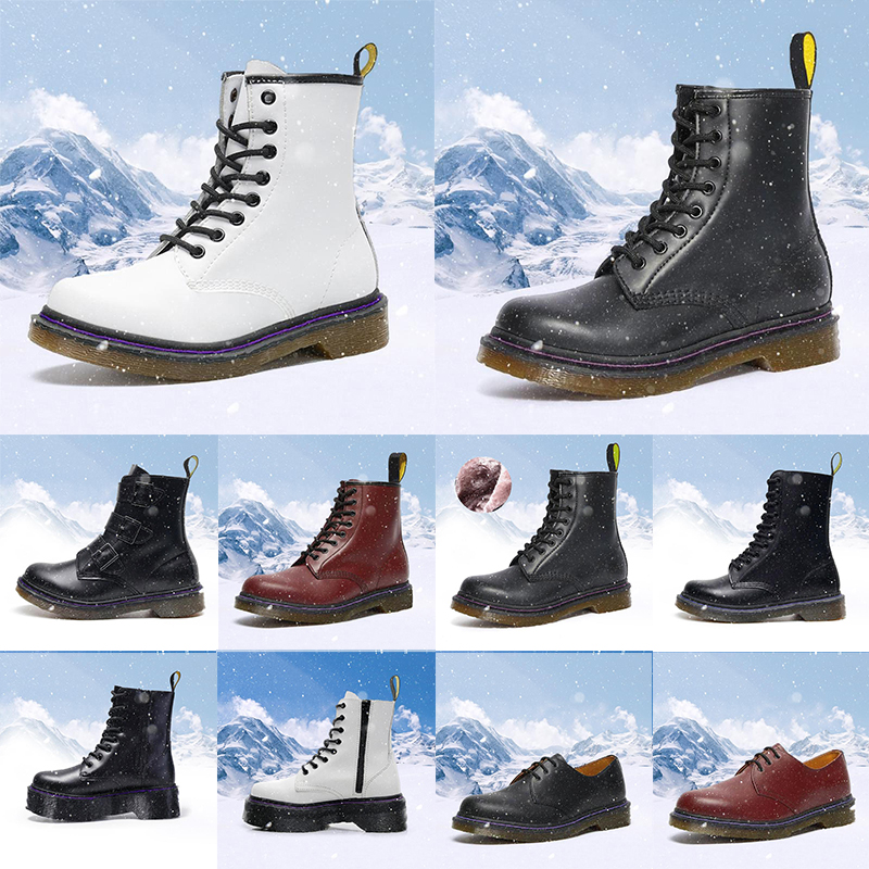 shoes Martin marten boots men women Martins Smooth Leather Oxford Winter Shoes Ankle Half Black white mens fashion platform snow booties