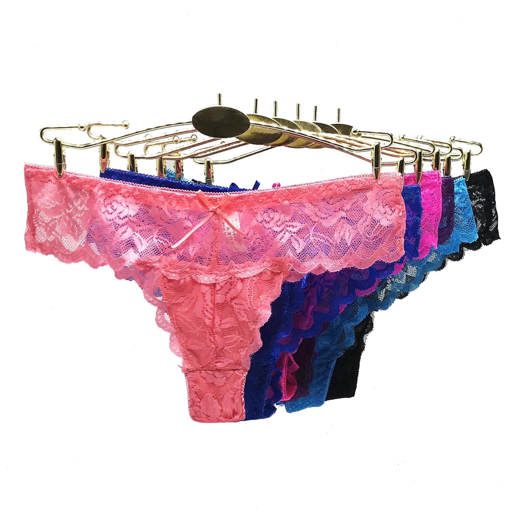 

5 Pcs Lots Low Panty Rise Lace Transparent G String Sexy Womens Thong 87169, Multi