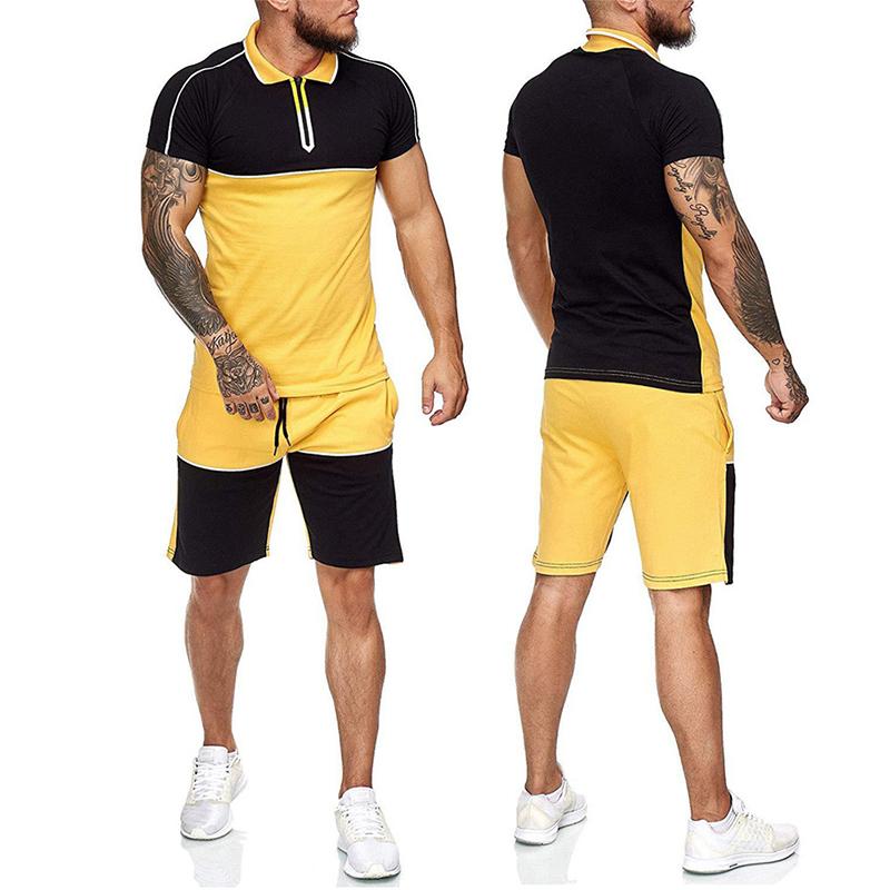

Men's Tracksuits Men Short Sets Summer Leisure Clothing 2 Color Block Sports Suit 2022 Male Shirt T-shirt Shorts Tracksuit SportswearMen's, Light blue-white