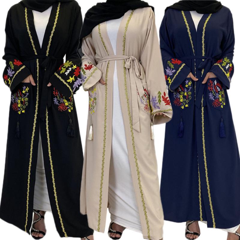 

Ethnic Clothing Dubai Muslim Women Embroidery Open Kimono Turkish Middle East Abaya Islamic Ramadan Arabic Kaftan Party Evening FashionEthni