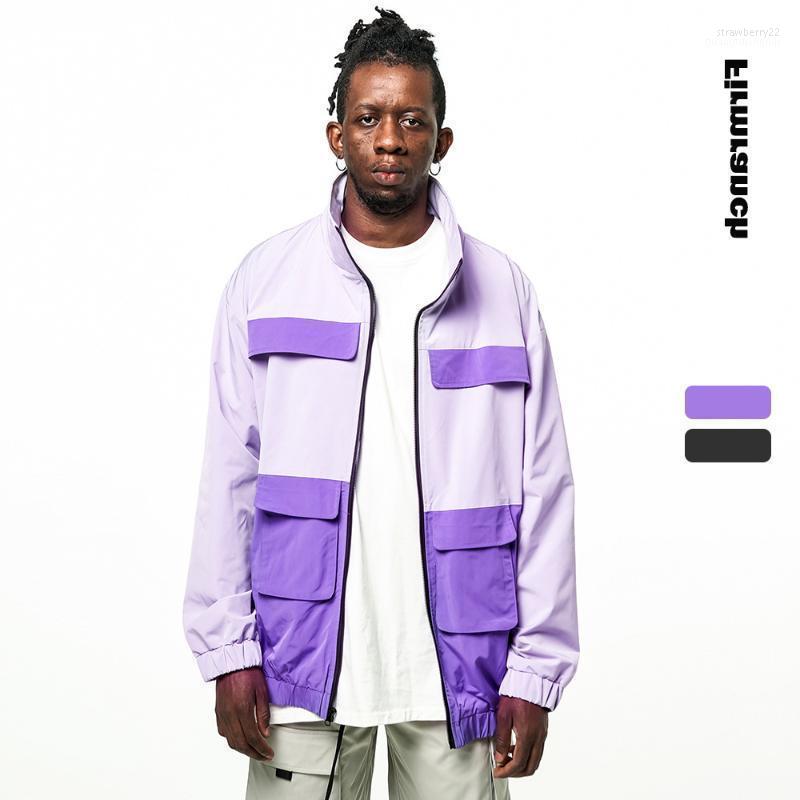 

Men's Down & Parkas Spring/Autumn Multi-pocket Color Matching Jacket Ins Men Spliced Hip Hop Trend Loose Casual Outwear Stra22, Purple