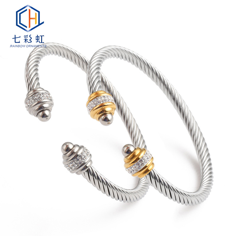 

Fashion Men Women High Quality Metal Twisted Cable Wire Bracelet Bangles Jewelry