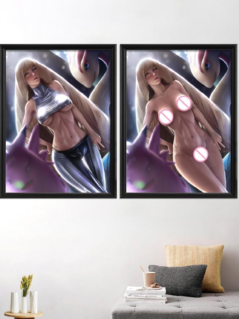 

Paintings Lusamine Kawaii Cartoon Sexy Nude Anime Art-Poster Decoration Custom Prints Decor Silk Picture Living-Bedroom