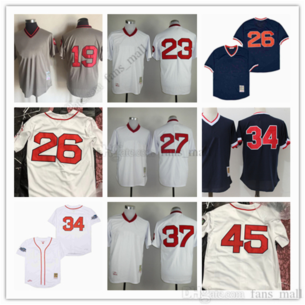 

Movie Mitchell and Ness Baseball Jersey Vintage 26 Wade Boggs Jersey 19 Jackie Bradley Jr. 37 Bill Lee 34 David Ortiz 45 Pedro Martinez Stitched Breathable Sport Sale, As picture (with team name)