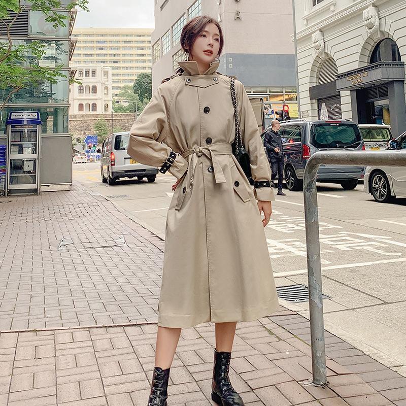 

Women' Trench Coats Spring Korean Fashion Windbreaker Temperament Long-sleeved Buttons Casual Coat Women Hooded Ladies Outwear Z1001, Khaki