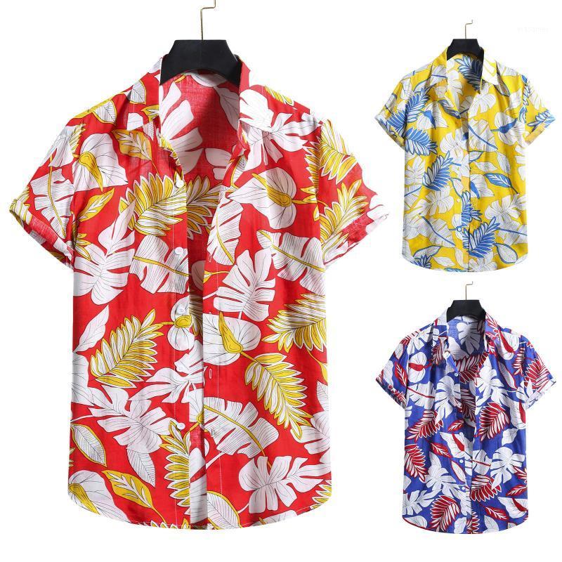 

Men' Casual Shirts Summer Retro Shirt 2022 Fashion Cotton Linen Print Blouse Short Sleeve Button Top Hawaiian Beach #4, Blue