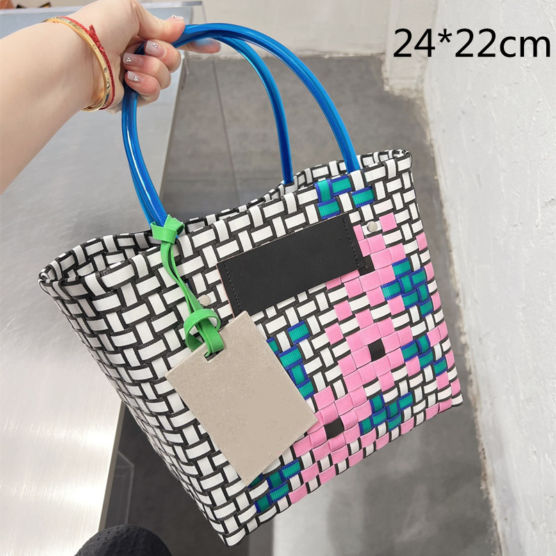 

2022 Crochet Straw Market Bags designer bag the tote bag Contrast Color Woman Shopping Totes luxury handbag Summer Beach Purse Top, Contact seller