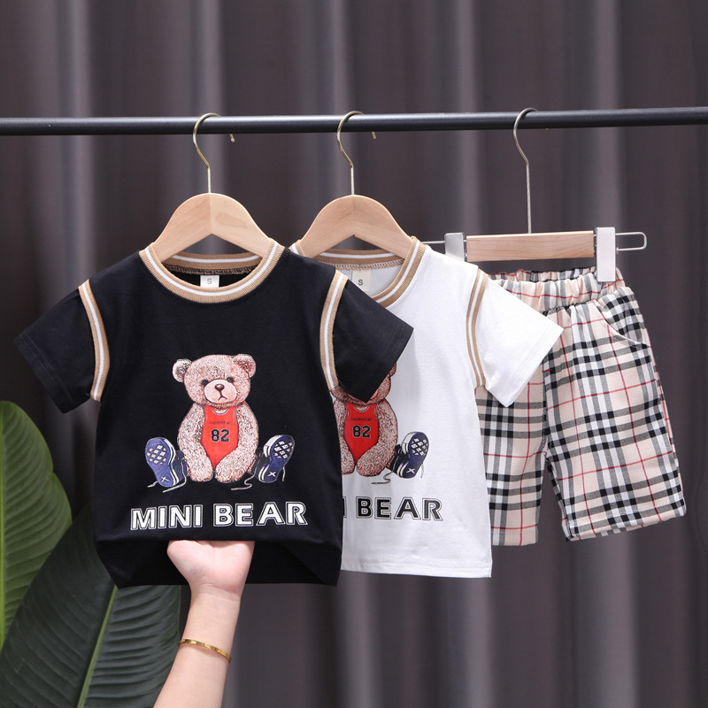 Ensembles de vêtements pour bébé vêtements pour enfants 2022 Enfants d'été Pantalons de t-shirt d'ours mignon 2pcs sets pour enfants vêtements 1-