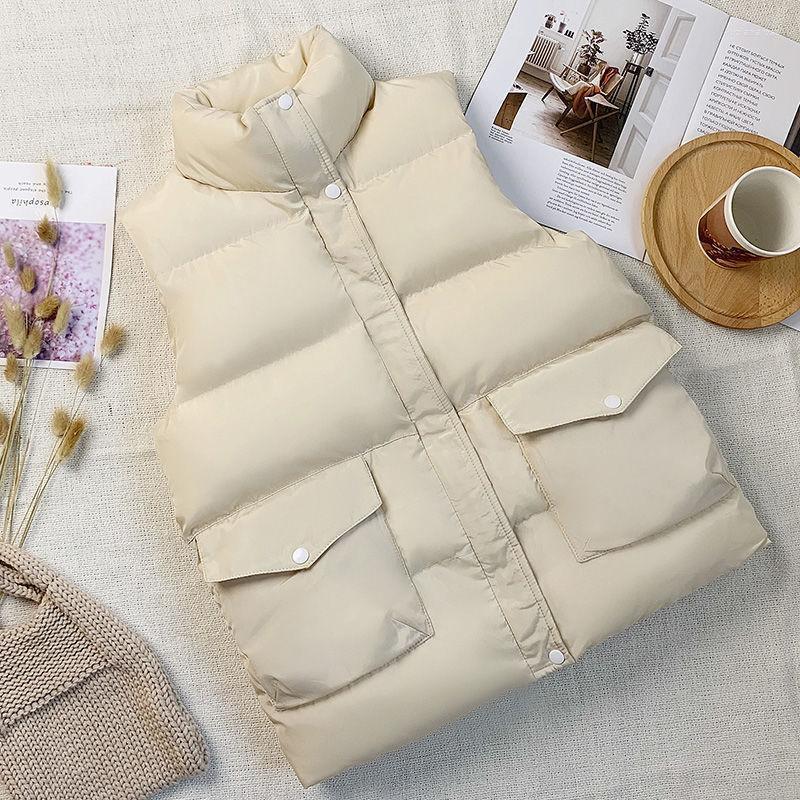 

Women's Vests Female Sleeveless Vest Women Autumn Winter Keep Warm Puffer Jacket Stand Collar Outwear Ladies Loose Fashion Padded Q86 Luci22, Black