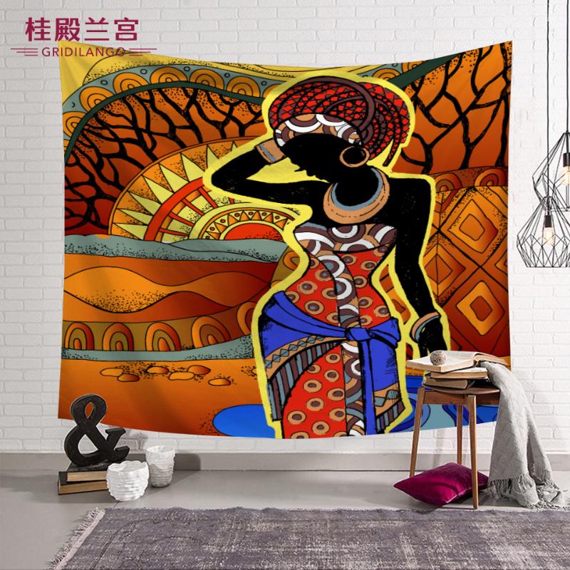 

Tapestries GRIDILANGO Africa Woman In Turban Tapestry Wall Hanging Exotic Overhead Foods Carpet Bed Sheet Table Cloth Yoga Mat Home Decor