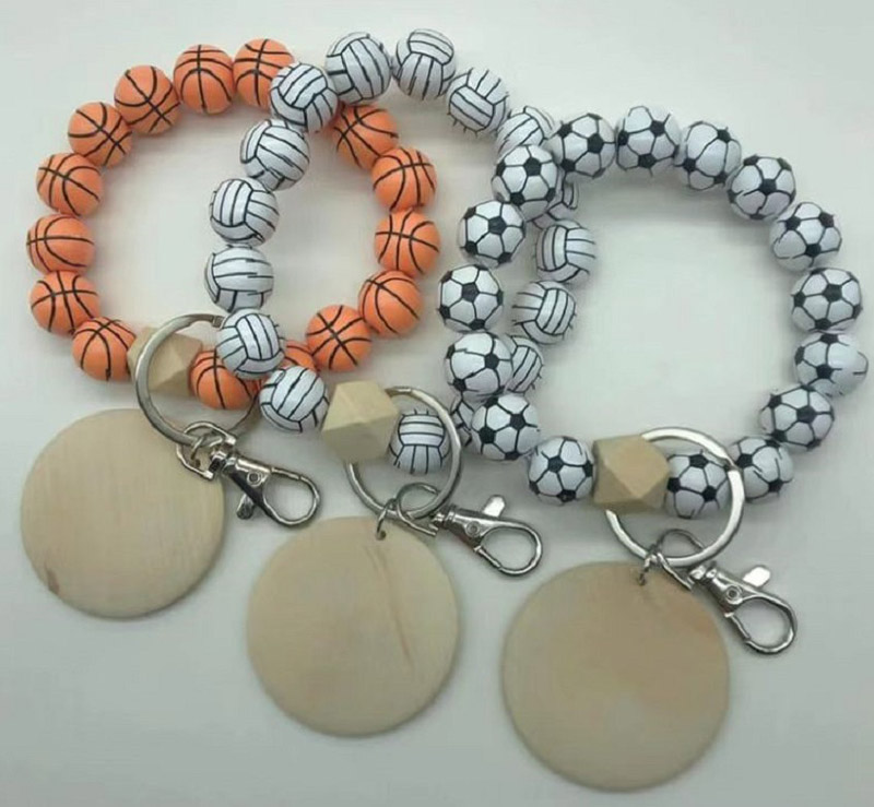 

Bag accessories football basketball wood beads wood card hand channeling bags pendant bracelet key chain