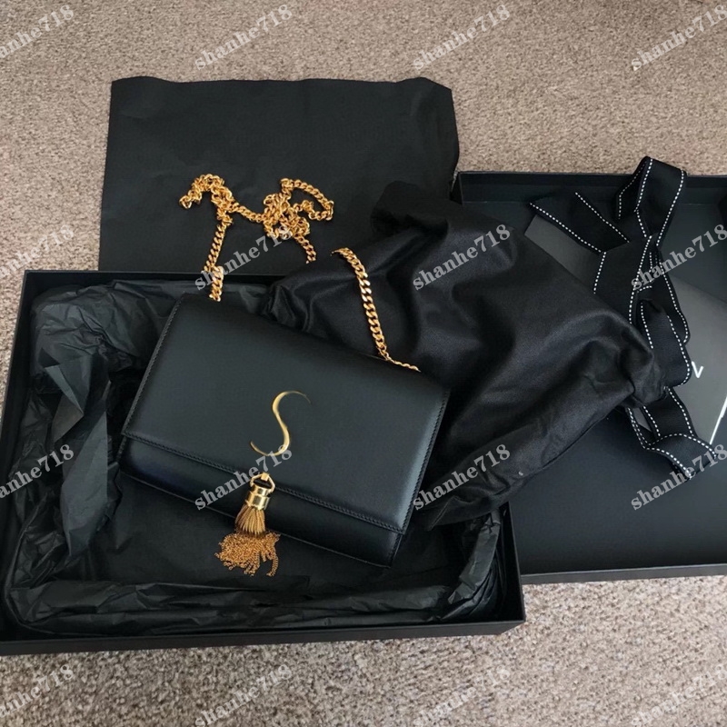 

Caviar Cowhide Gold Tassel Classic Black Envelope Bag Women Shoulder Crossbody Bags Designer Luxury Handbags Lady Flap Totes Chain Purses, Add box