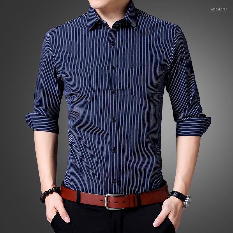 

Men's Dress Shirts Jbersee High Quality Men Long Sleeve Shirt Spring Autumn Korean Style Striped Casual Mens ClothinMen's Eldd22, Light red