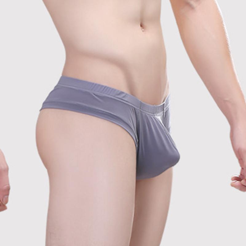 

Underpants Mens Ice Silk Briefs Sexy U Convex Pouch Underwear Low-waist Panties For Man Breathable Knickers T-Back Bikini BriefsUnderpants, White