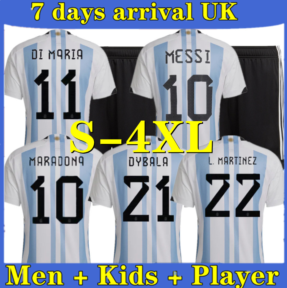 

2022 Argentina -4XL soccer Jersey Player Version woRLD CUp DYBALA AGUERO MARADONA DI MARIA MESSIs 22 23 fans player version Men Kids kit sets uniforms, 22/23 player-home+patch
