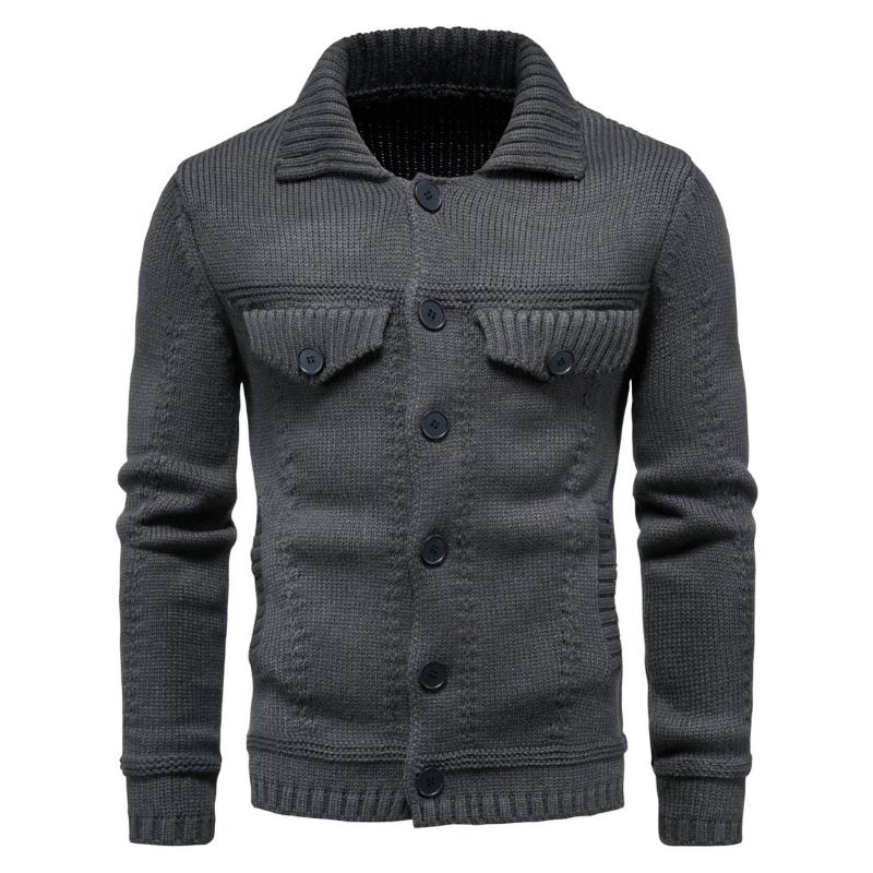 

Men's Sweaters Autumn/Winter Men's Sweater Jacket Faux Button Knit Thick Warm Casual CardiganMen's, Black