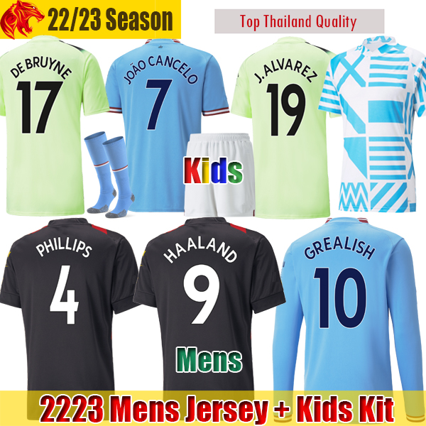 

22 23 HAALAND Soccer Jerseys DE BRUYNE MAN CITYs 2022 2023 GREALISH PHILLIPS MAHREZ FODEN Manchesters JOAO CANCELO Football Shirt Mens Long Sleeve Jersey Kids Kit, 2223 home