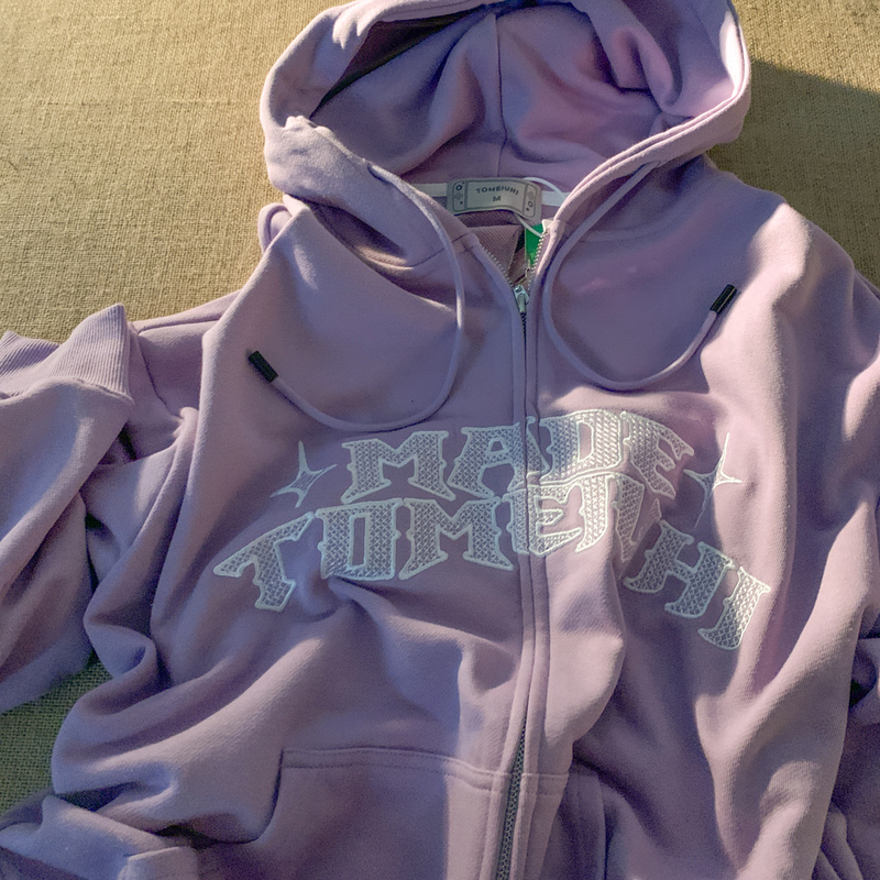 

Y2k Zip-up Hoodie Women Hip Hop Streetwear Stars and Moon Letters Print Sweatshirt Harajuku Punk Grunge e-girl Outwear Top 220401, Purple
