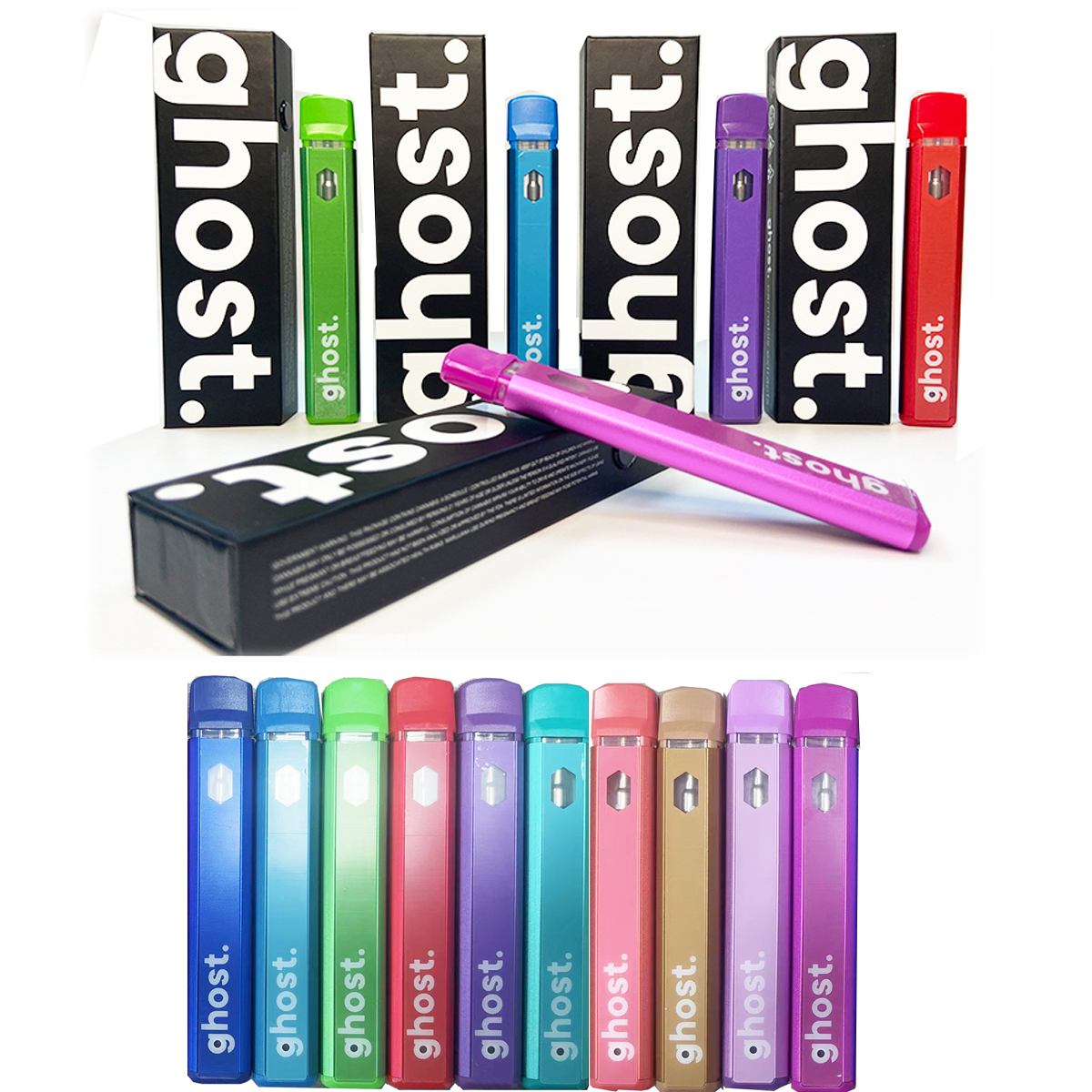 

10colors ghost. Disposable Vape Pens E-Cigarette 1ml Empty Cartridges Ceramic Coil 280mAh Rechargeable Battery with Pakaging