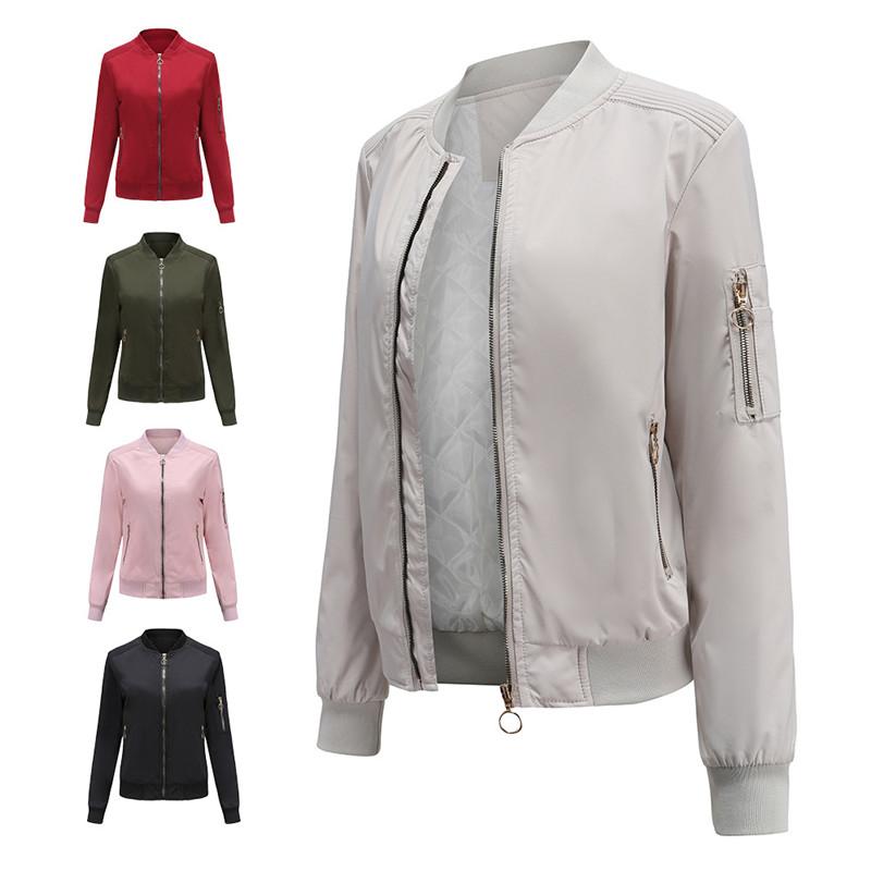 

Women's Jackets XS/S//L/XL Spring Autumn Fashion Women Basic Multicolor Female Long Sleeve Zipper Pockets Thin Coat Ladies OutwearWomen's, Black c