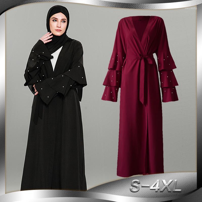 

Women' Trench Coats 2022 Fashion Pearl Sleeve Solid Cardigan Robe Clothes Autumn Coat For Women Casual  M L XL XXL XXXL 4XL, Black