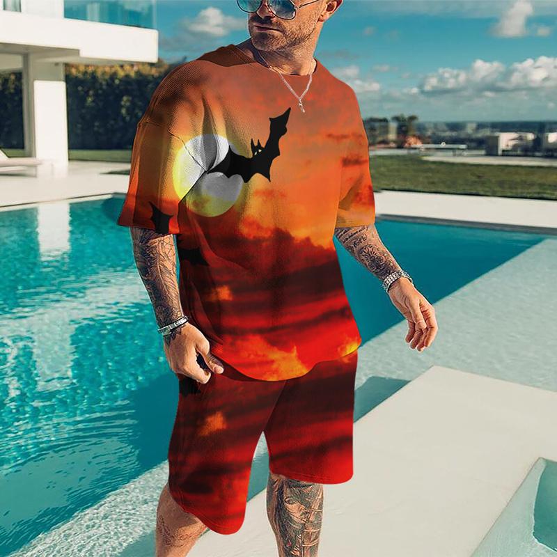 

Men's Tracksuits Summer Mens Tracksuit Harajuku Holloween Graphic Paterrn Men's T -Shirt Loose Men CasualMen's, Kz-ot312