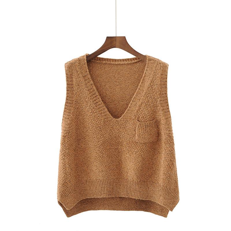 

Women's Sweaters Cashmere Winter Spring Warm Sweater Vest Women V-Neck Knitted Female Casual Tank Tops Sleeveless Loose Twist Knit Pullovers, Gray