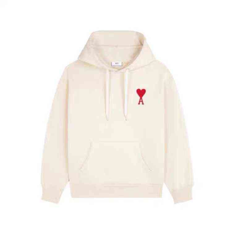 

Ami 21 New Red Love Embroidery Couple Pullover Long Sleeve Loose Men's and Women's Hoodie Sweater