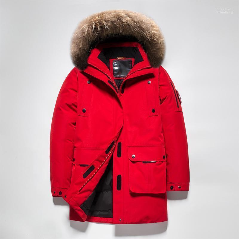 

Men's Down & Parkas Long White Duck Thick Winter Fur Collar Jacket1 Phin22, Black