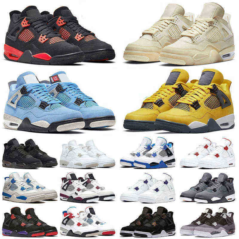 

OG Box Black Cat 4s Sail Basketball Shoes University Blue Red Thunder Men Women Fire Bred Cool Grey Mens Trainer, Item#37