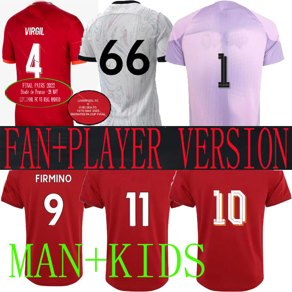 

21 22 23 season home away 3rd RED soccer jerseys final 2022 2023 Mohamed Diogo Luis DIaz football shirts men kids kits uniforms Fabio Alexander Arnold Origi HOME 4XL 3xl, Home kids