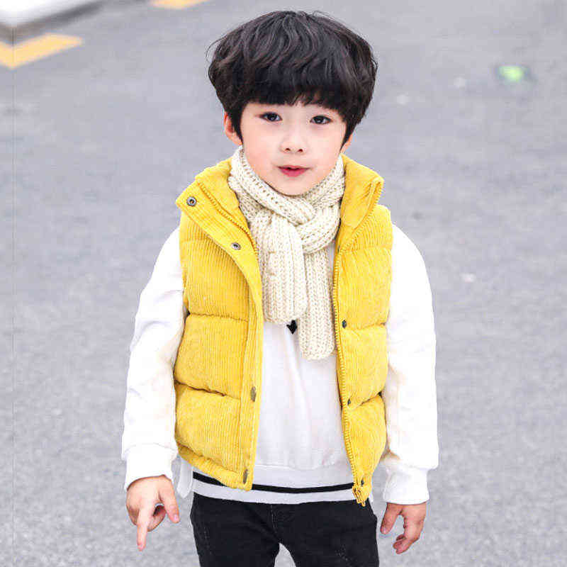 

Jacket For Girls Corduroy Fabric Thickened Warm Winter Jacket Vest Boys 2-10 Year Middle Small Child Both High Quality Clothing J220718, Photo color
