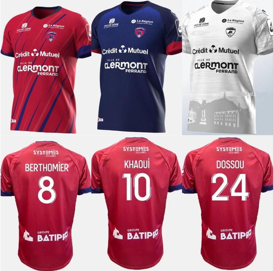 

23 MAILLOTS Clermont Foot 63 soccer jerseys home and away third 2022 2023 bayo Dossou Allevinah Berthomier Magnin Iglesias TELL football shirts, Gk