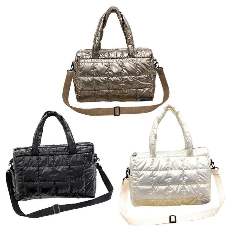 

Evening Bags Women Winter Warm Down Shoulder Bag Tote Nylon Fashion HandbagEvening, Champagne