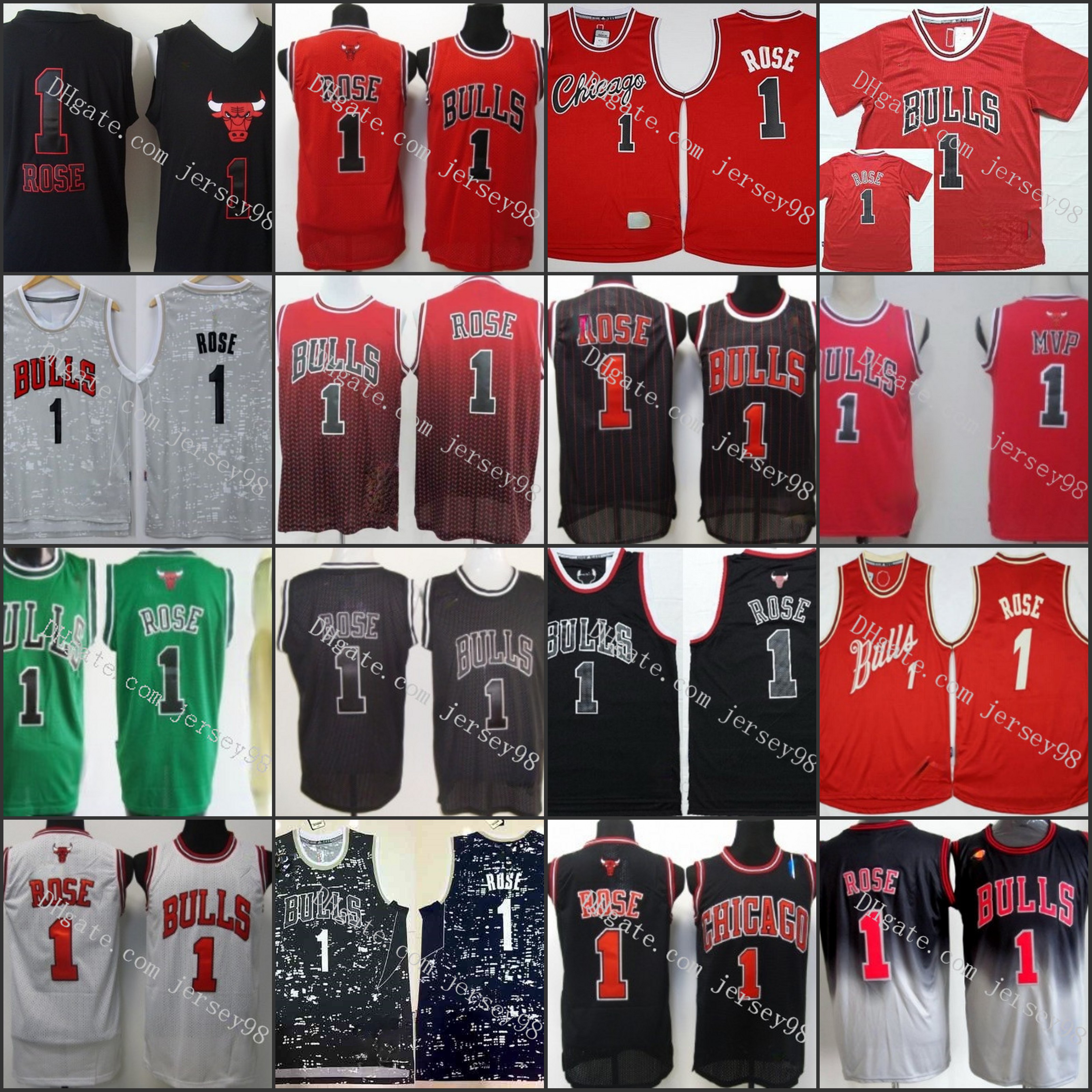 

Chicago''Bulls''men red 1''Derrick Rose retro Basketball''Jersey