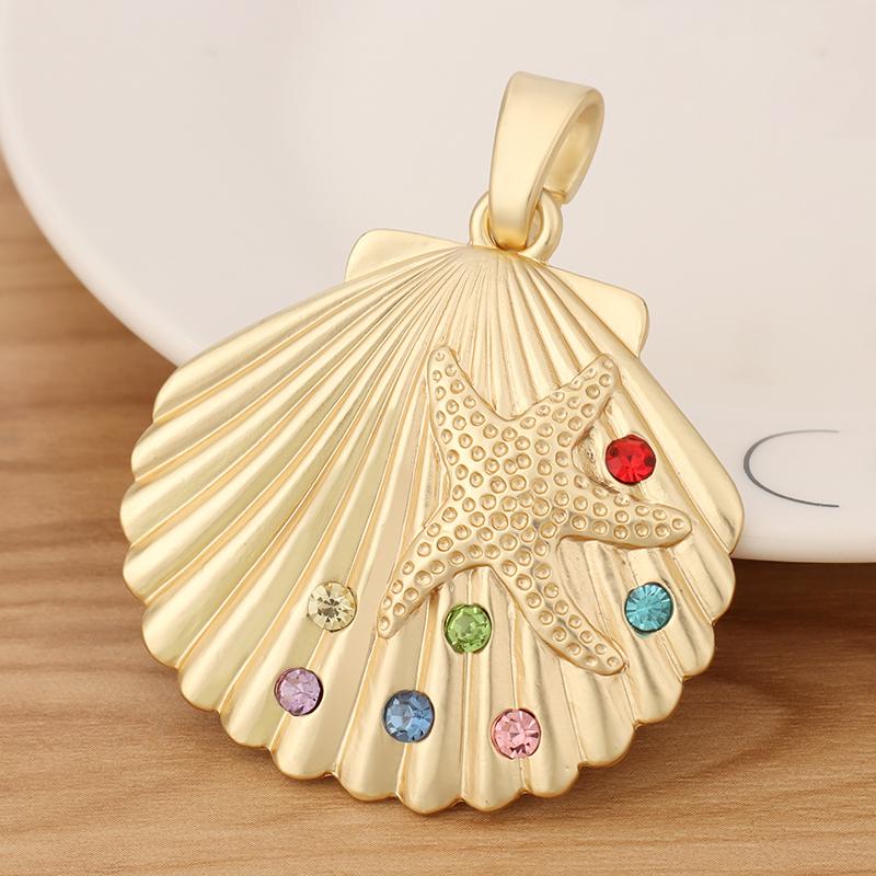 

Pendant Necklaces Pieces Matte Gold Large Seashell Scallop Shell & Starfish Rhinestone Charms Pendants For Necklace Jewellery Making 65x