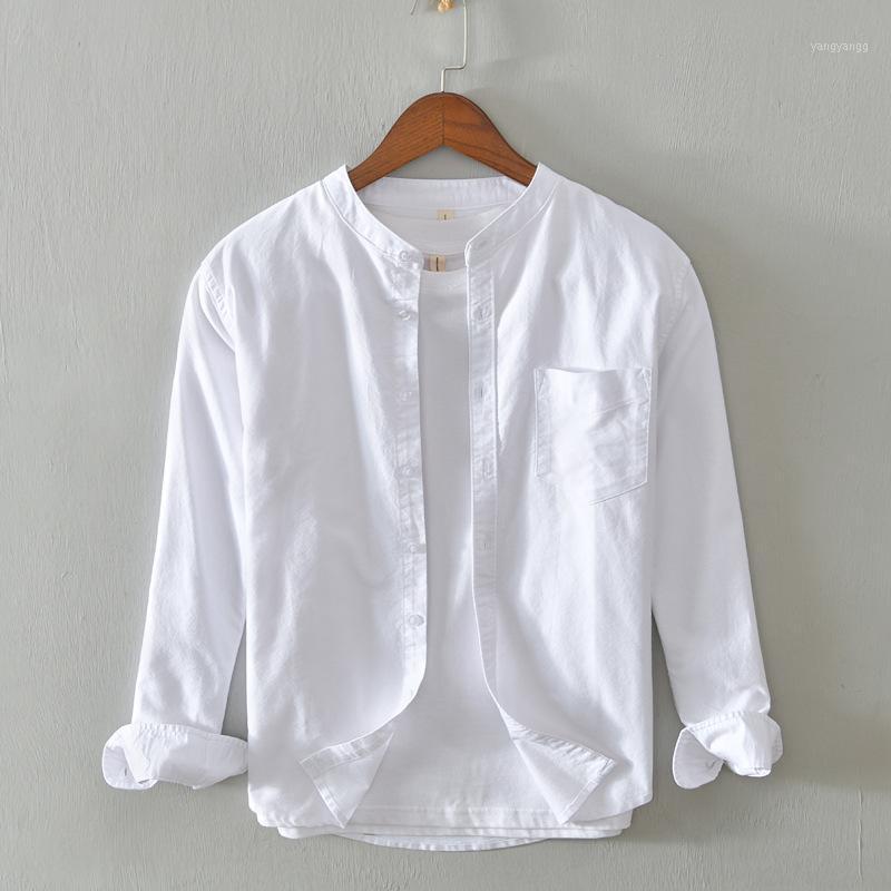 

Handsome Long Sleeve Men Shirt Solid Color Mandarin Collar Slim Fit Mens Cotton Clothes Good Cutting Luxury Casual Tops Men's Shirts, Black