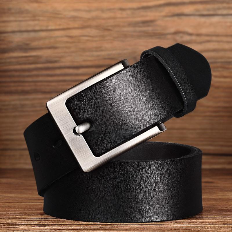 

Belts Genuine Leather Belt For Men High Quality Metal Pin Buckle Jeans Vintage Casual Business Waistband 2022Belts, Black
